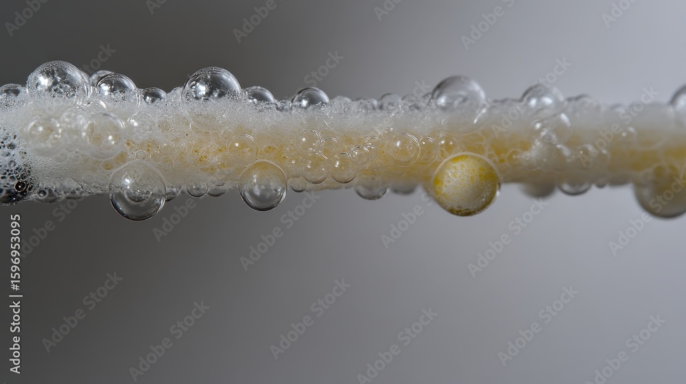 Poster close-up of bubbles on a foam surface with soft background