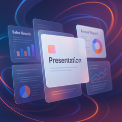 AI Presentation Panels UI Design Glass Morphism