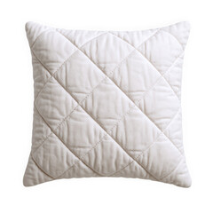 Obraz premium A cozy cream-colored decorative pillow with a textured quilted pattern, perfect for adding warmth to any room.