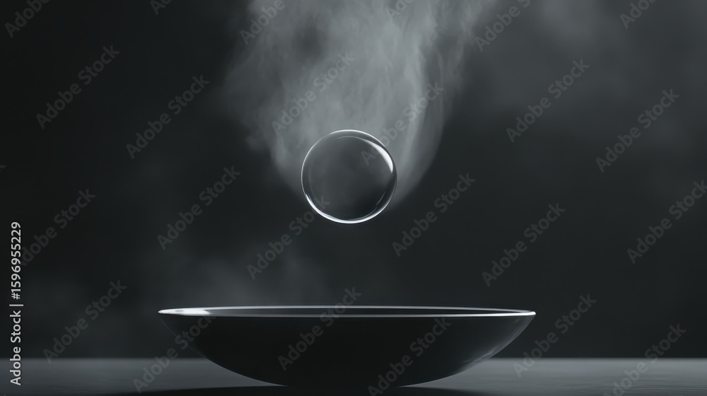Aufkleber floating ring above a bowl with steam in minimalistic setting