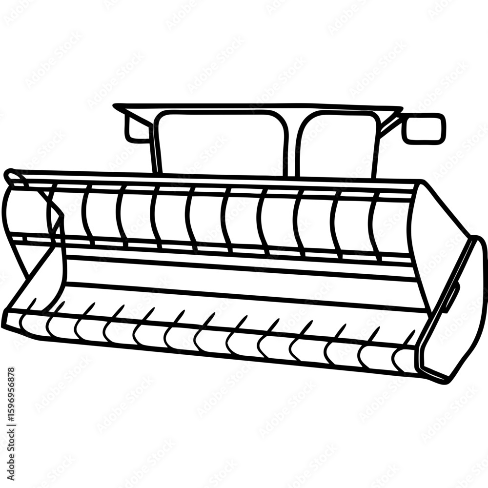 Poster grain header outline shows harvesting attachment for farm combine machinery. grain header equipment 