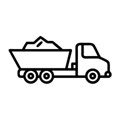 Fototapeta premium Dump truck on farmland delivering soil, dump truck on farmland represented by minimal outline. Dump truck on farmland scene evokes associations with construction or agriculture,