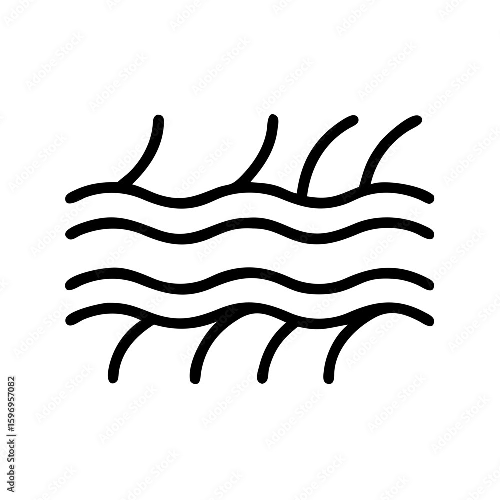Poster wavy crop rows illustration forming a textured pattern on white backdrop. wavy crop rows drawing fea