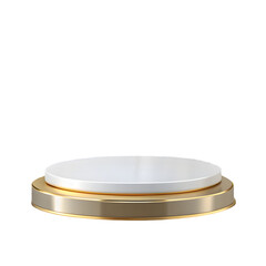 Luxury white and gold podium front view template display 3d rendering with transparent background

