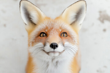 Obraz premium Cute fox with orange fur and expressive eyes looking happy in closeup portrait outdoors