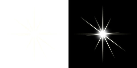 Obraz premium Bright starbursts on transparent and black backgrounds 