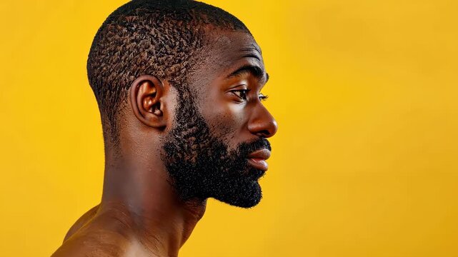 Portrait of a Focused Individual: A compelling portrait of a determined person, captured against a vivid yellow backdrop, embodies strength and resilience.