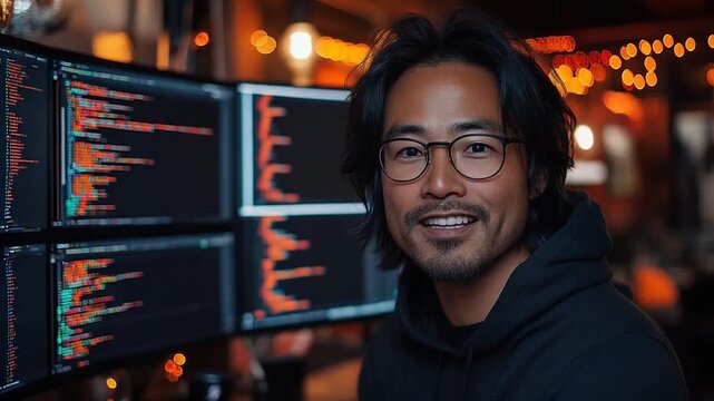 portrait of a man in a coding studio 