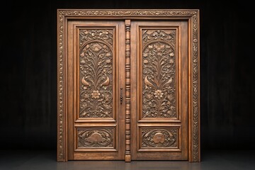 Elaborately Carved Wooden Double Doors A Fusion of Art and Craftsmanship for Exquisite Architectural Design