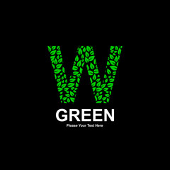 A vibrant green leaf-patterned "W" letter logo symbolizing nature, ecology, and growth 