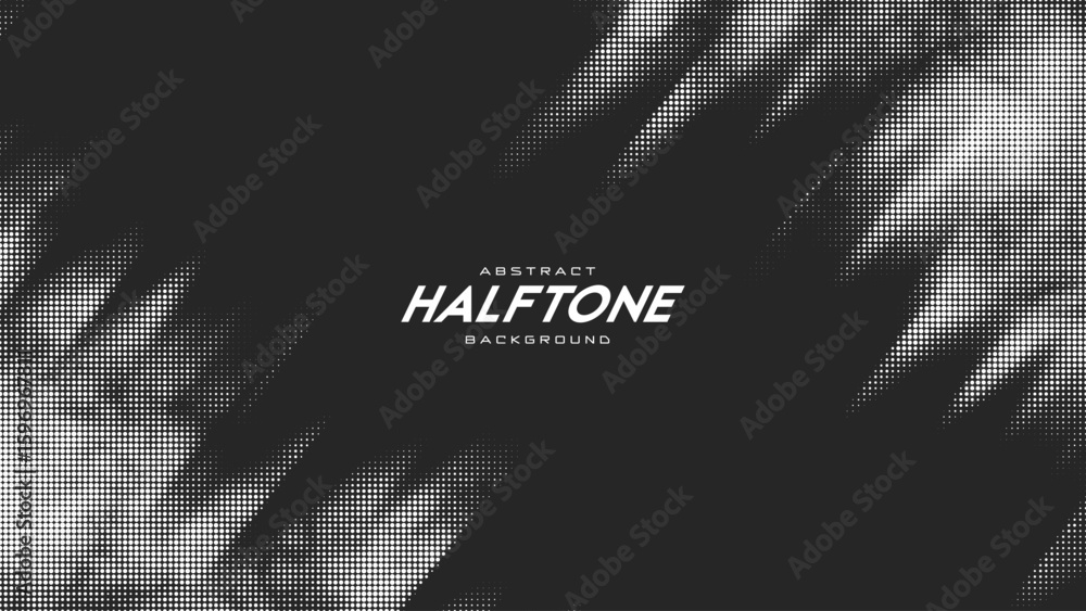 Poster abstract vector torn monochrome halftone background. scrathed dotted texture element. diagonal compo