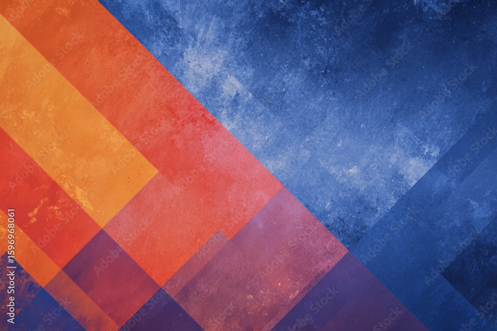 Aufkleber abstract background with overlapping rectangles blending warm oranges and reds with cool blues for a
