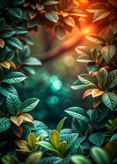 Naklejka premium Green Nature Background Template for Text Overlay