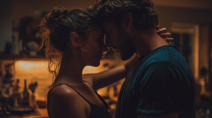 Close-up couple intimacy