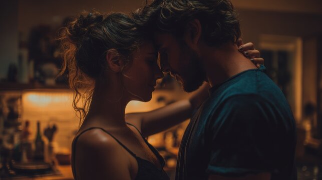 Close-up couple intimacy