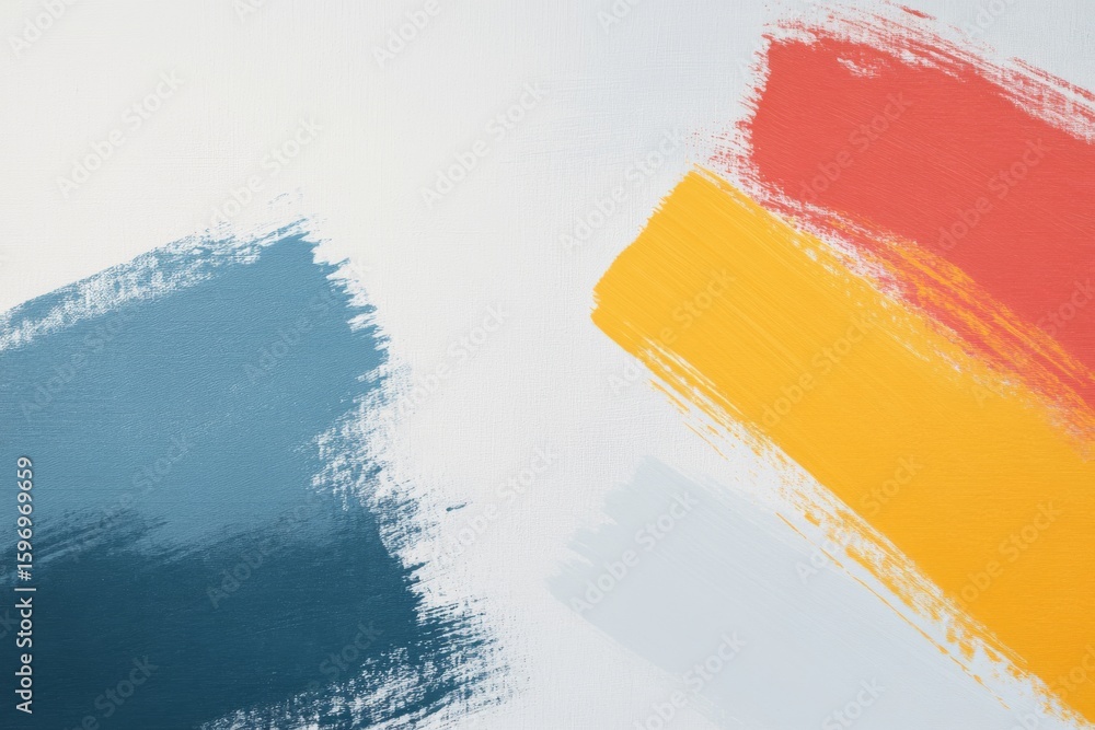 Poster abstract paint strokes in red yellow and blue create a modern artistic backdrop on a white canvas of