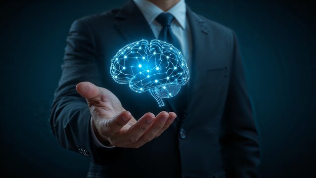 Futuristic brain concept with technology theme - Powered by Adobe