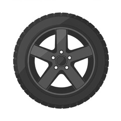 Obraz premium Black Tire and Alloy Wheel on White Background