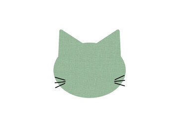 緑の猫シルエットフレーム　ファブリック調　グラフィック素材 