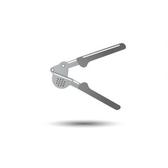 Obraz premium Grey Metal Garlic Press on White Background