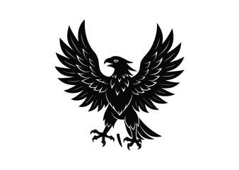Obraz premium Eagle silhouette black vector white background