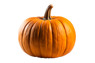 Obraz premium A vibrant orange pumpkin with a textured rind and a sturdy stem, isolated on a clean transparent background