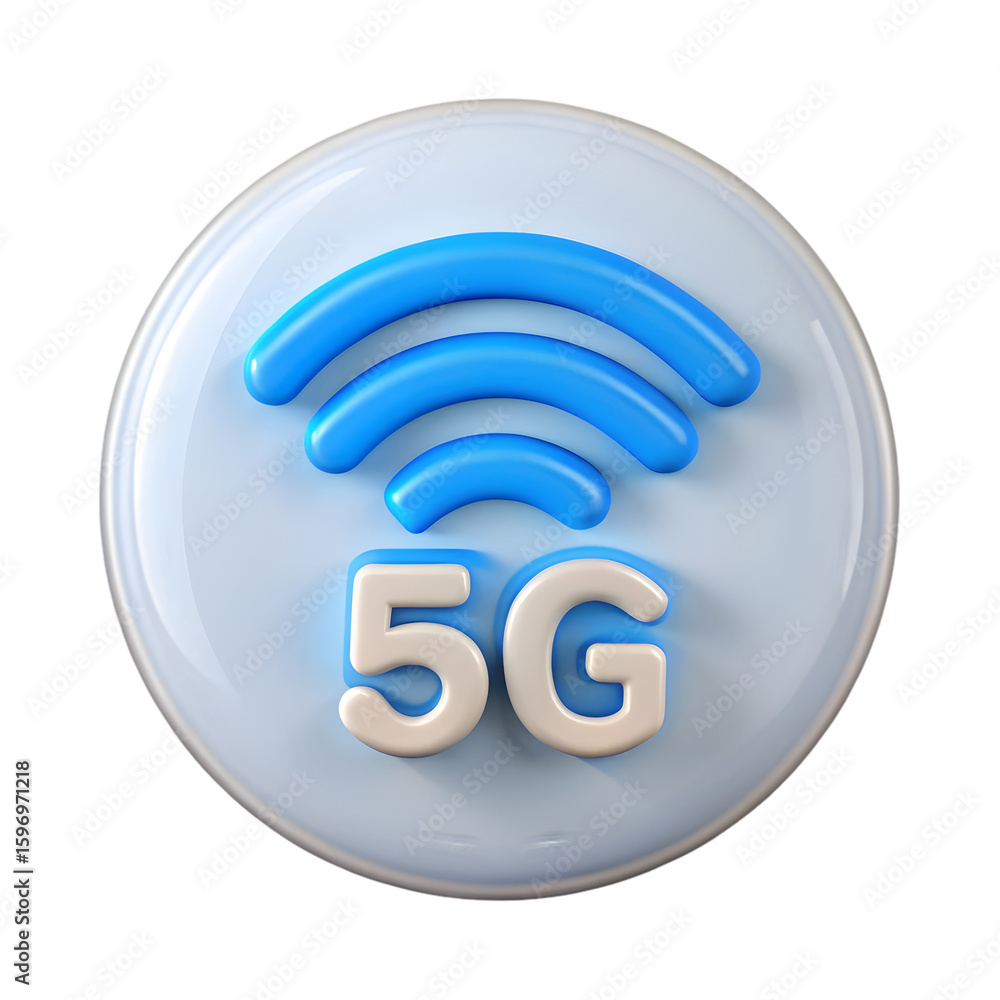 Poster internet 5g signal icon front view 3d rendering illustration with transparent background network
