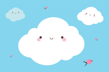 cute blue sky with cloud illustration