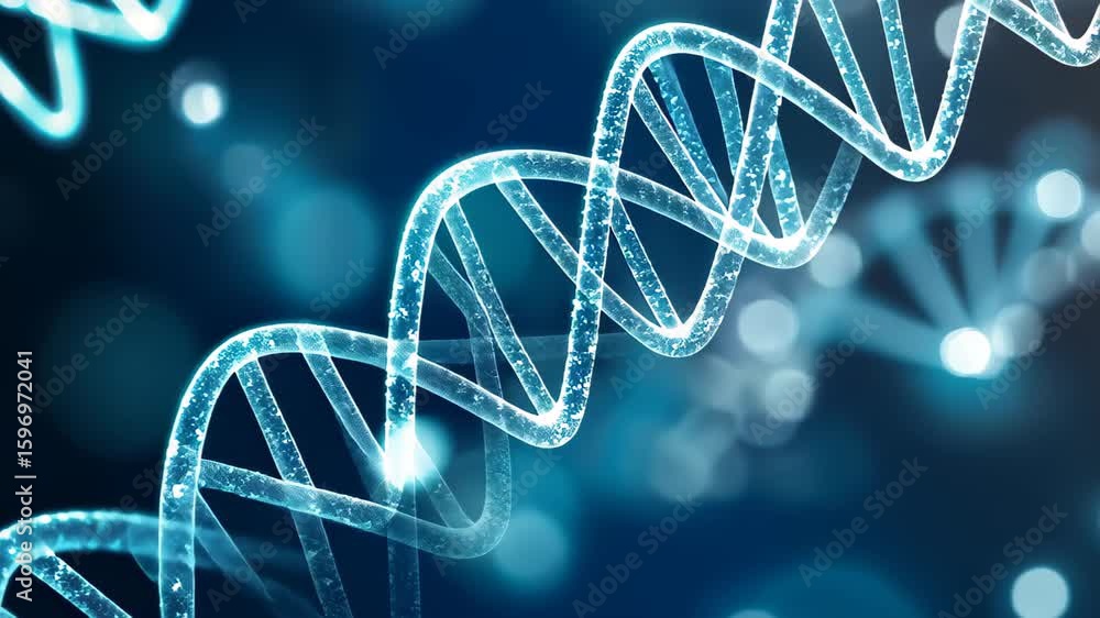 Poster dna helix in depth: captivating rendering of a dna double helix, spiraling with intricate detail aga