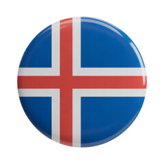 Fototapeta premium Isolated Iceland flag button with a red and white Nordic cross on a blue background.