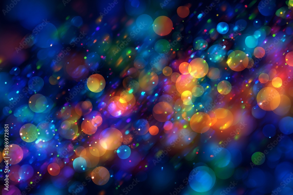Aufkleber a mesmerizing blend of illuminated bokeh featuring warm oranges and cool blues creating a vibrant sy