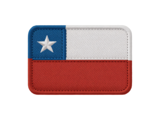 Embroidered Chilean flag patch features vibrant colors and a detailed star, transparent background