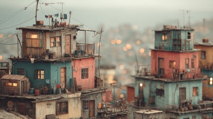 Stacked Homes of a vibrant Cityscape highlighting Social fabric and human resilience