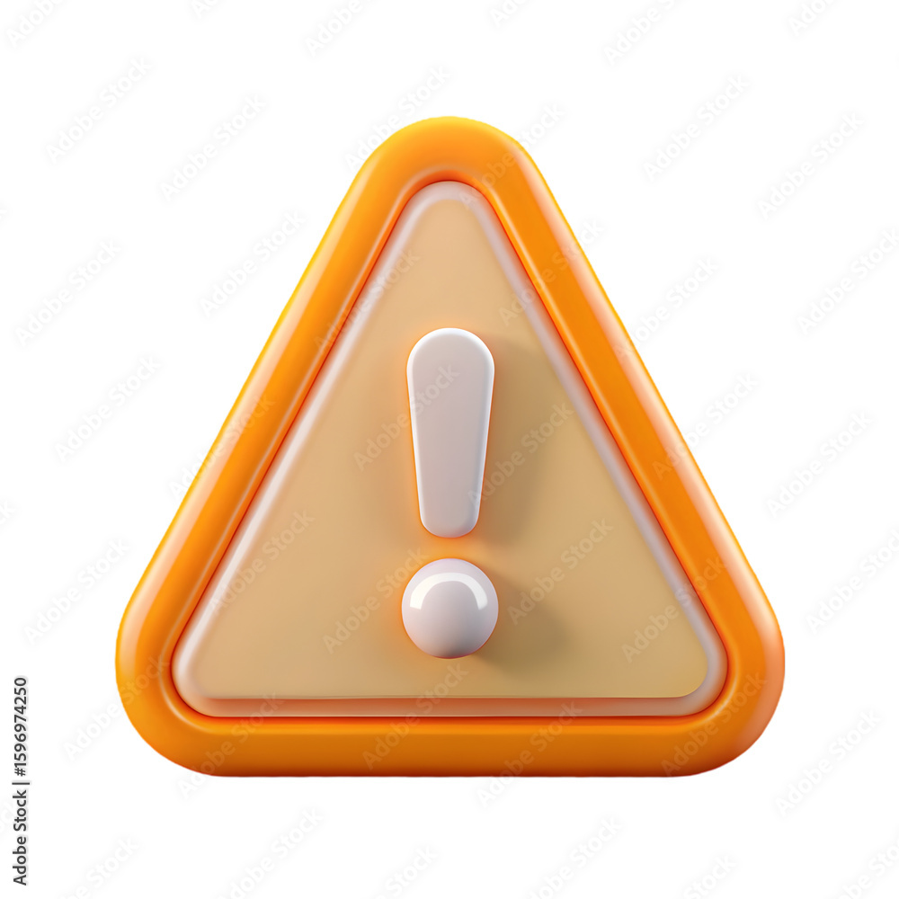 Poster warning information icon side view 3d rendering illustration on transparent background notice