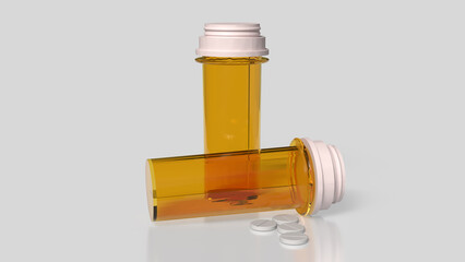 The Drug bottle on white background for Medical or health concept 3d Rendering.