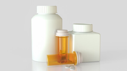 The Drug bottle on white background for Medical or health concept 3d Rendering.
