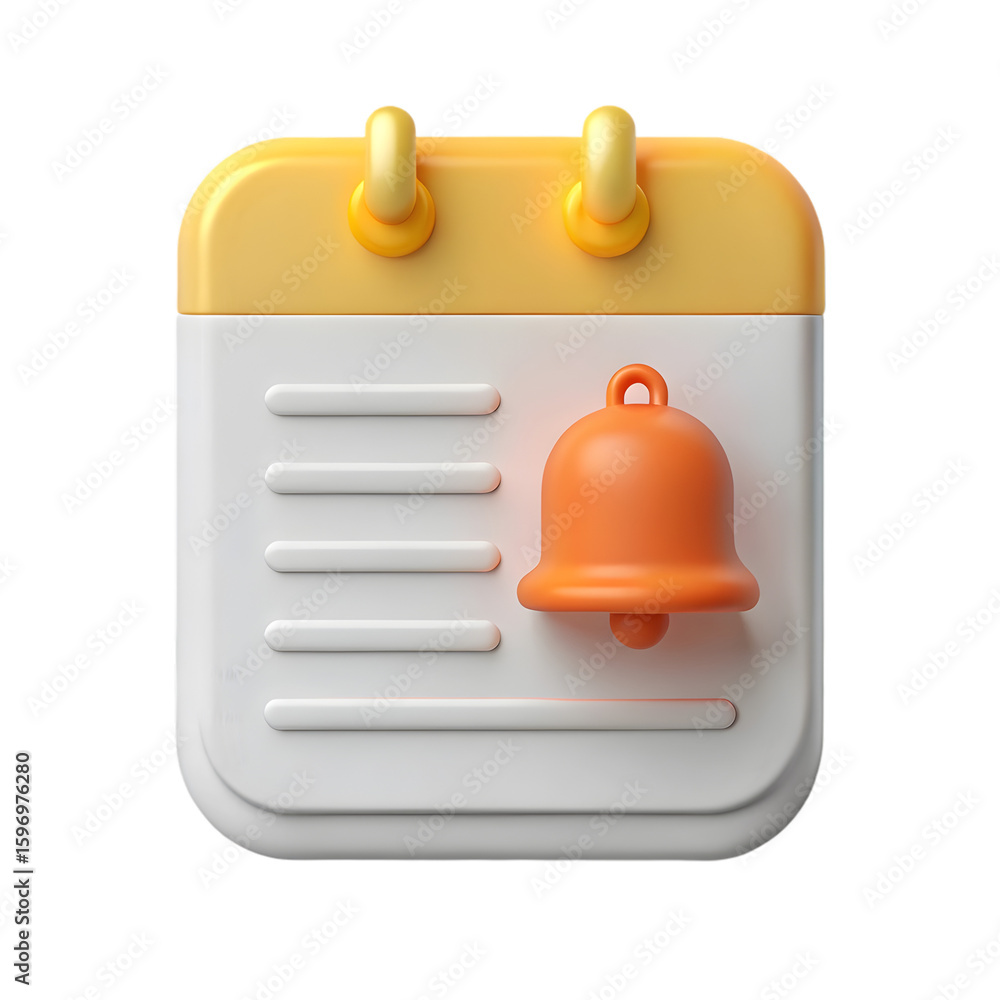 Poster notification reminder template icon front view 3d rendering illustration transparent background
