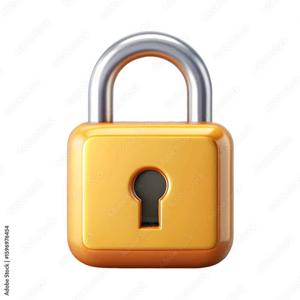 Poster lock secure icon front view 3d rendering illustration with transparent background privacy safety