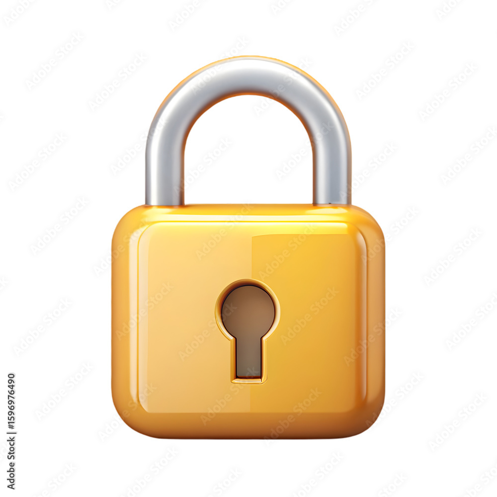 Poster lock secure icon front view 3d rendering illustration with transparent background privacy safety