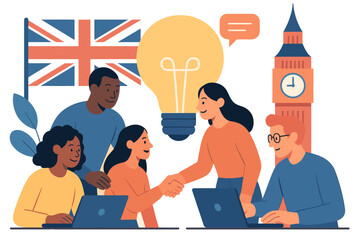 Collaboration and innovation in the uk with diverse team and big ben
