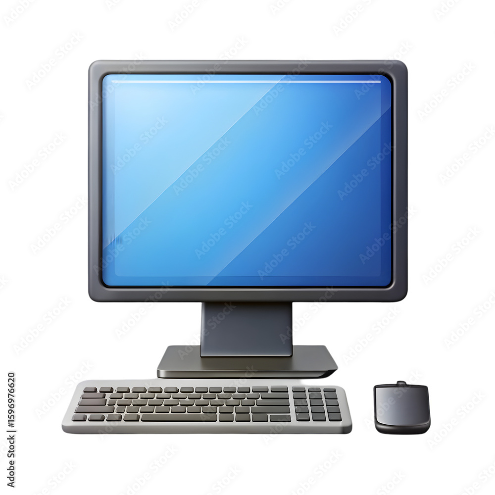 Poster software desktop computer icon front view 3d rendering illustration on transparent background tech