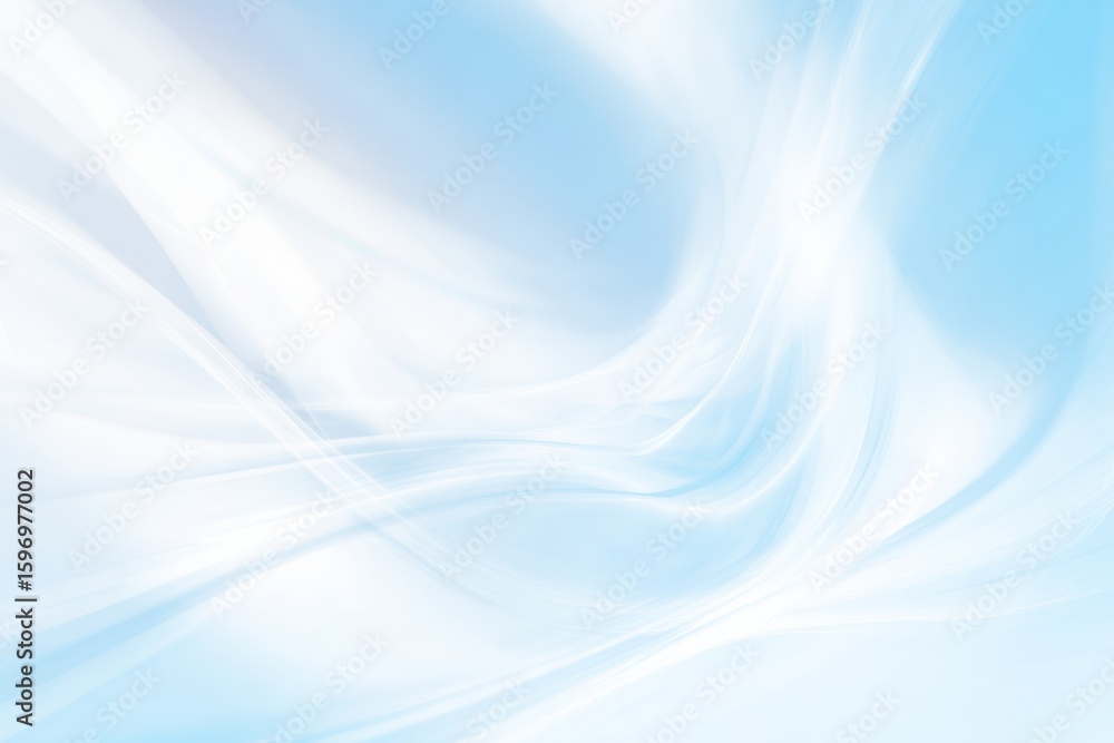 Poster serene blend of soft blues and whites creating an ethereal flowing abstract lightness and tranquilit