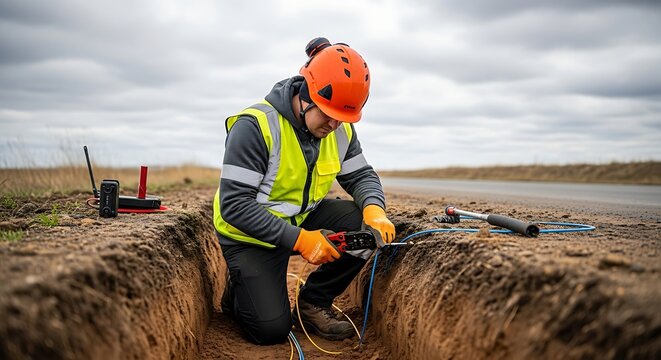 Manual Repair of Fiber Optic Cable Underground