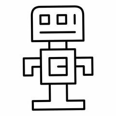 Robot Character Line Art Icon - AI and Technology Symbol