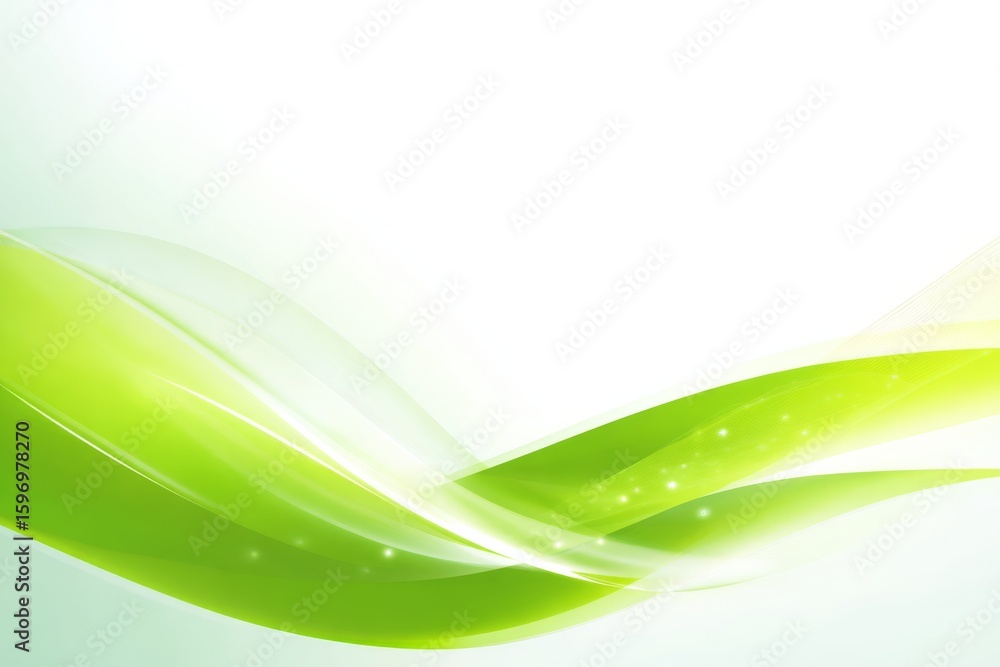 Poster abstract green and white flowing waves with soft light a calm clean design for digital or print symb