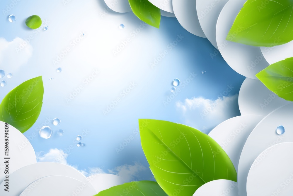Poster freshness and nature collide in this visually appealing composition with leaves and water droplets a