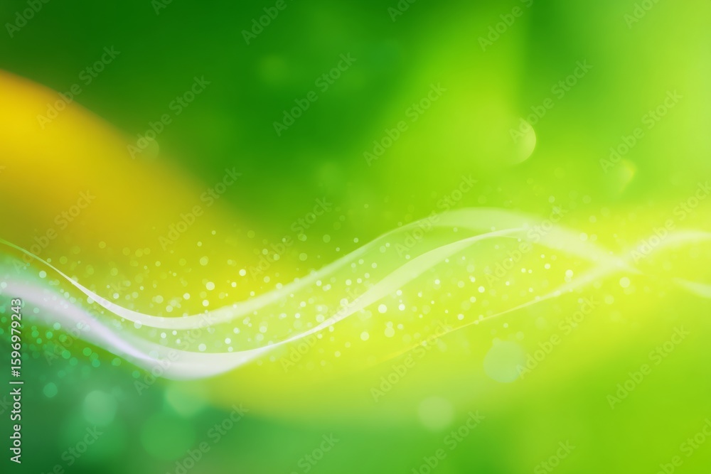 Poster an abstract background of light green hues with gentle waves of white light scattered with small bri