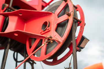 Wire rope sling and sheave wheel main hook, hoisting system of construction crane machine....