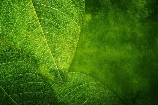 Detailed green leaf textures creating a vibrant natural background capturing the essence of growth and the intricate beauty of nature