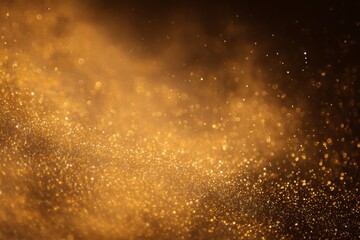 Sparkling dust in golden light creating an ethereal and magical ambience A captivating dance of shimmer and radiance in a space of mystery